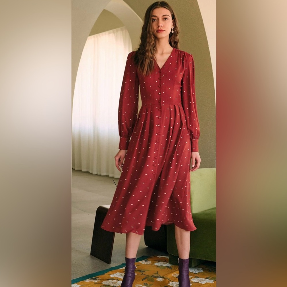 Elegant Red Polka Dot Dress